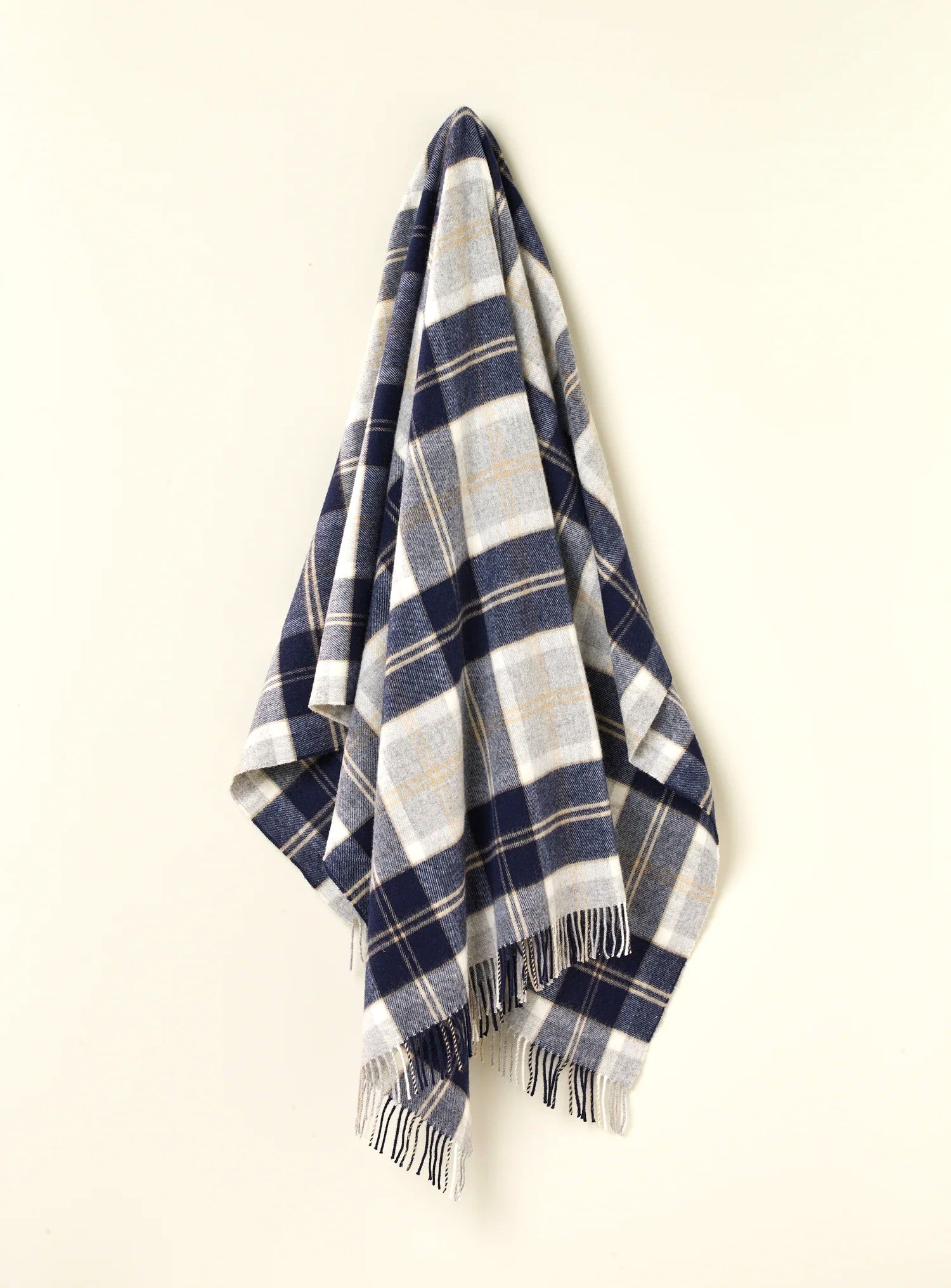 Bannochburn Silver and Navy 100% Merino Throw