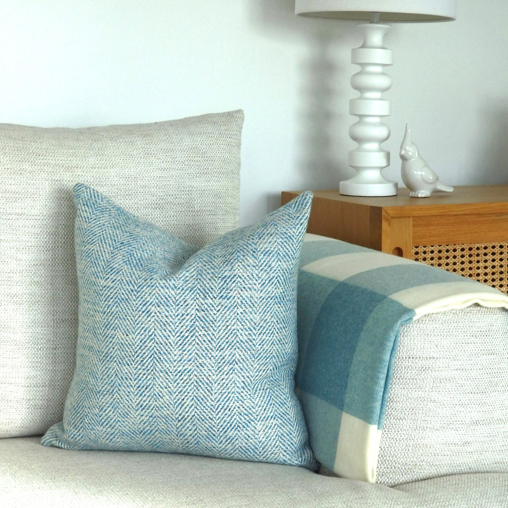 Checkboard Aqua 100% Merino Throw