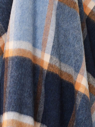 Windowpane Blue and Orange 100% Merino Throw