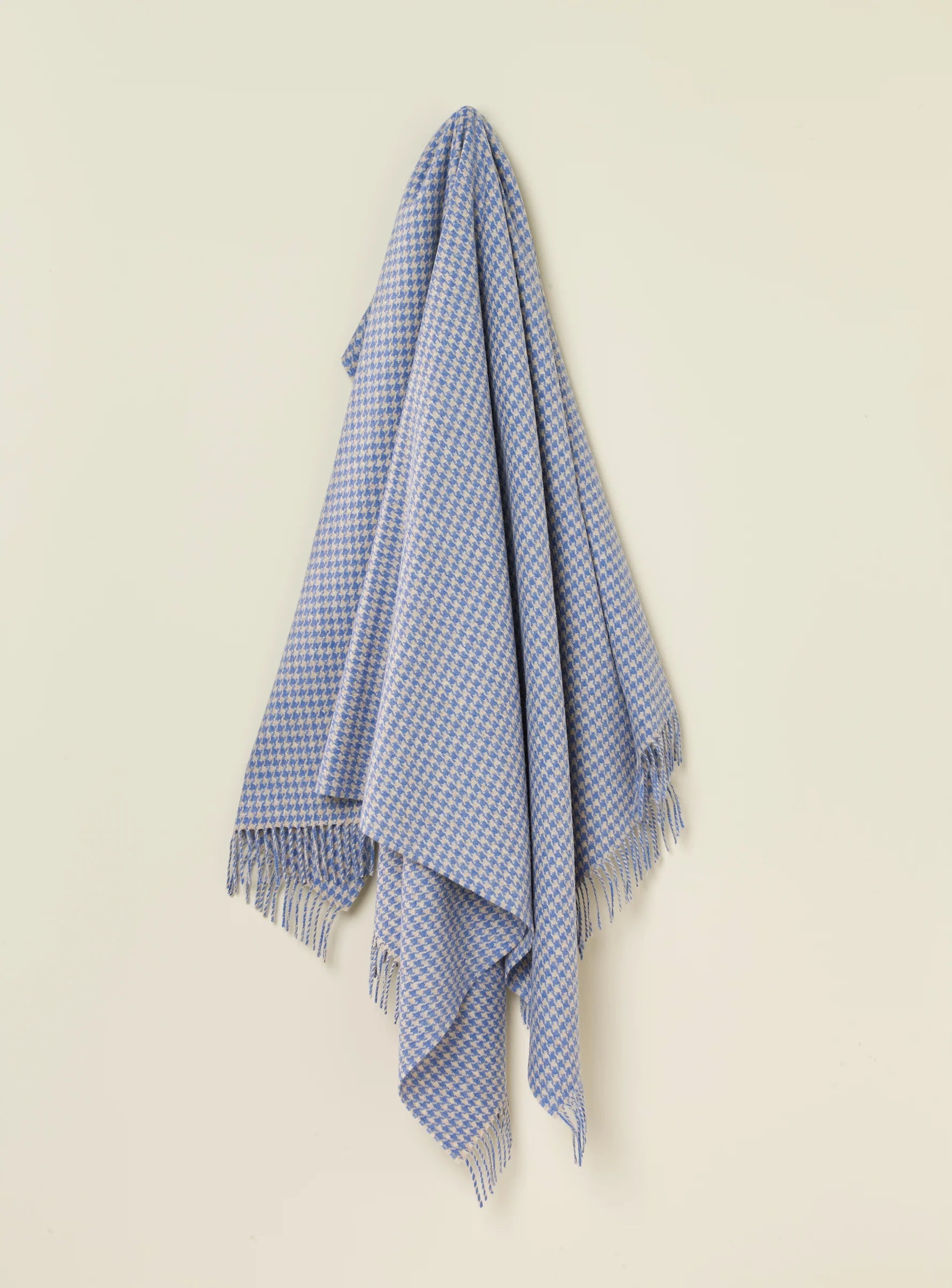 Houndstooth Blue and Natural 100% Merino Throw