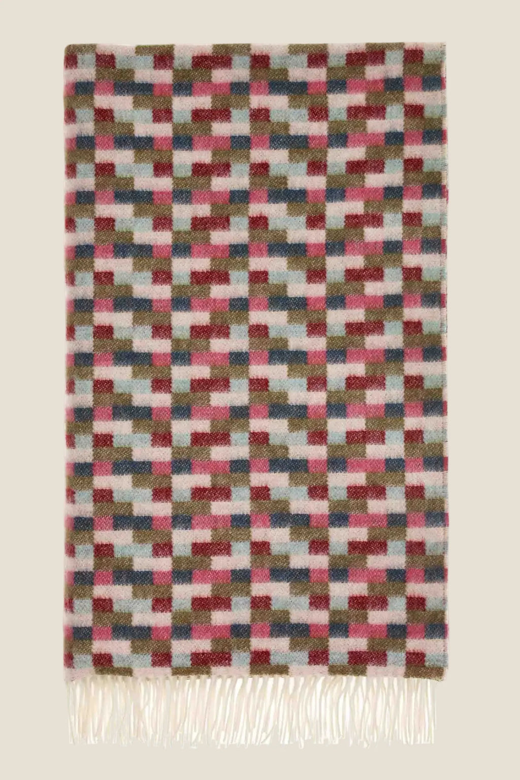 Pink and Khaki Bricks Merino Throw