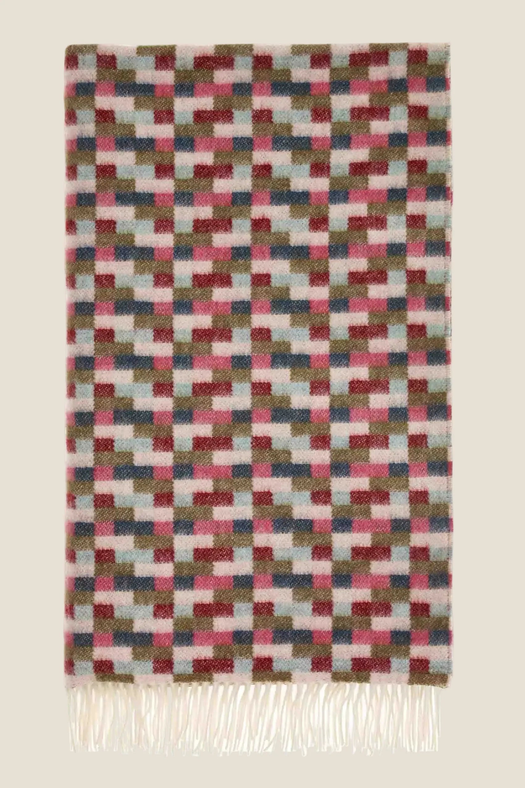 Pink and Khaki Bricks Merino Throw