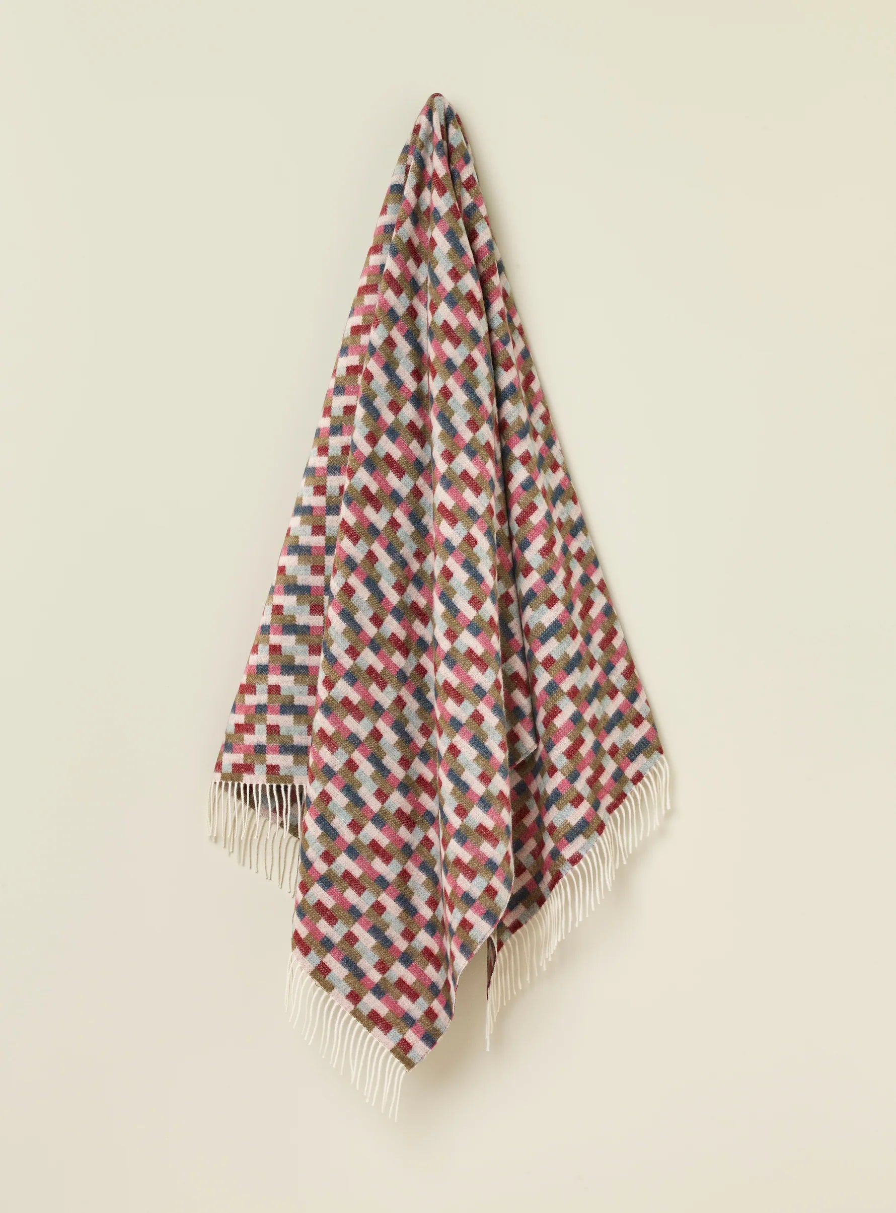 Pink and Khaki Bricks Merino Throw