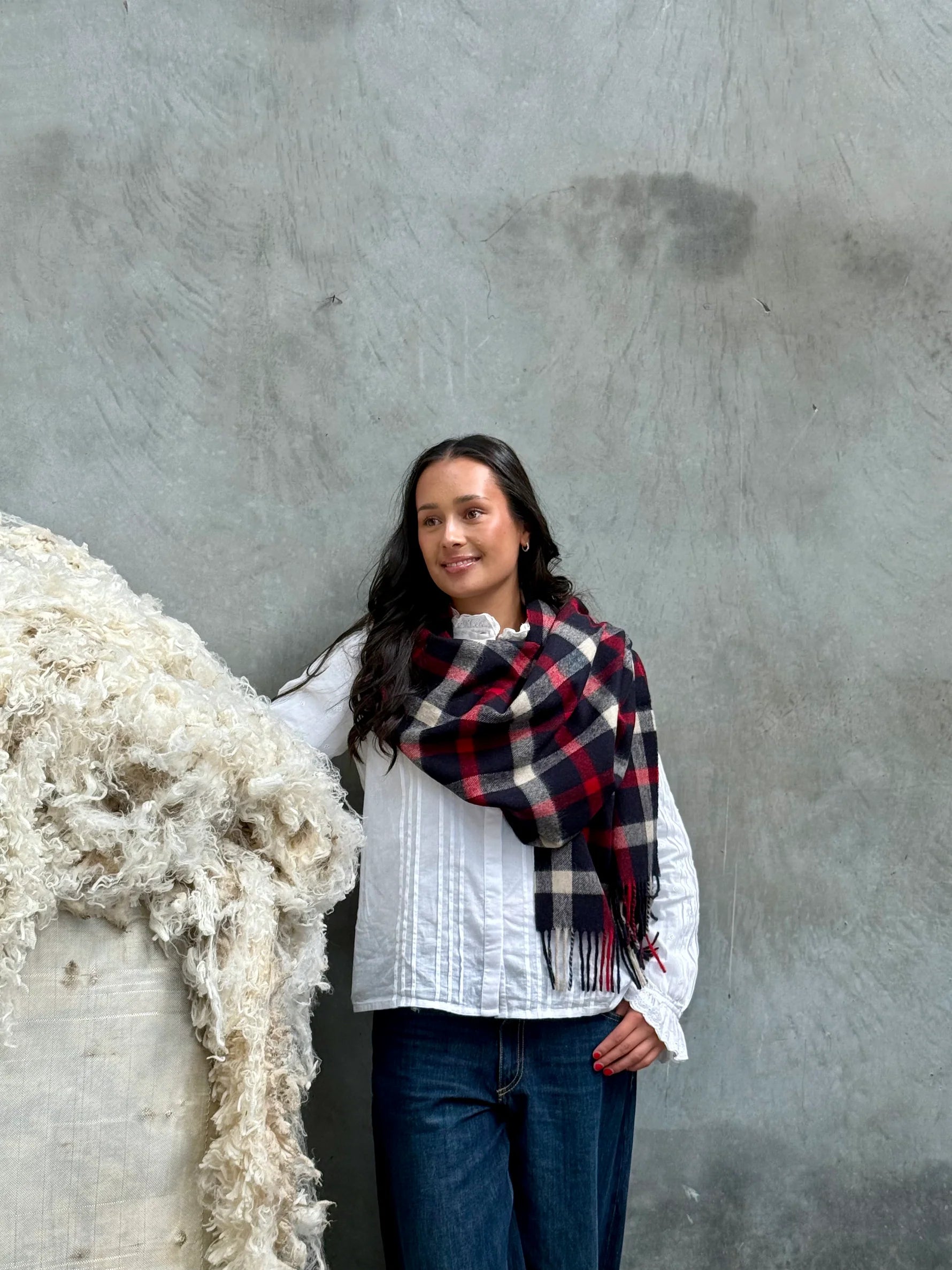 Blyth Navy Oversized Merino scarf