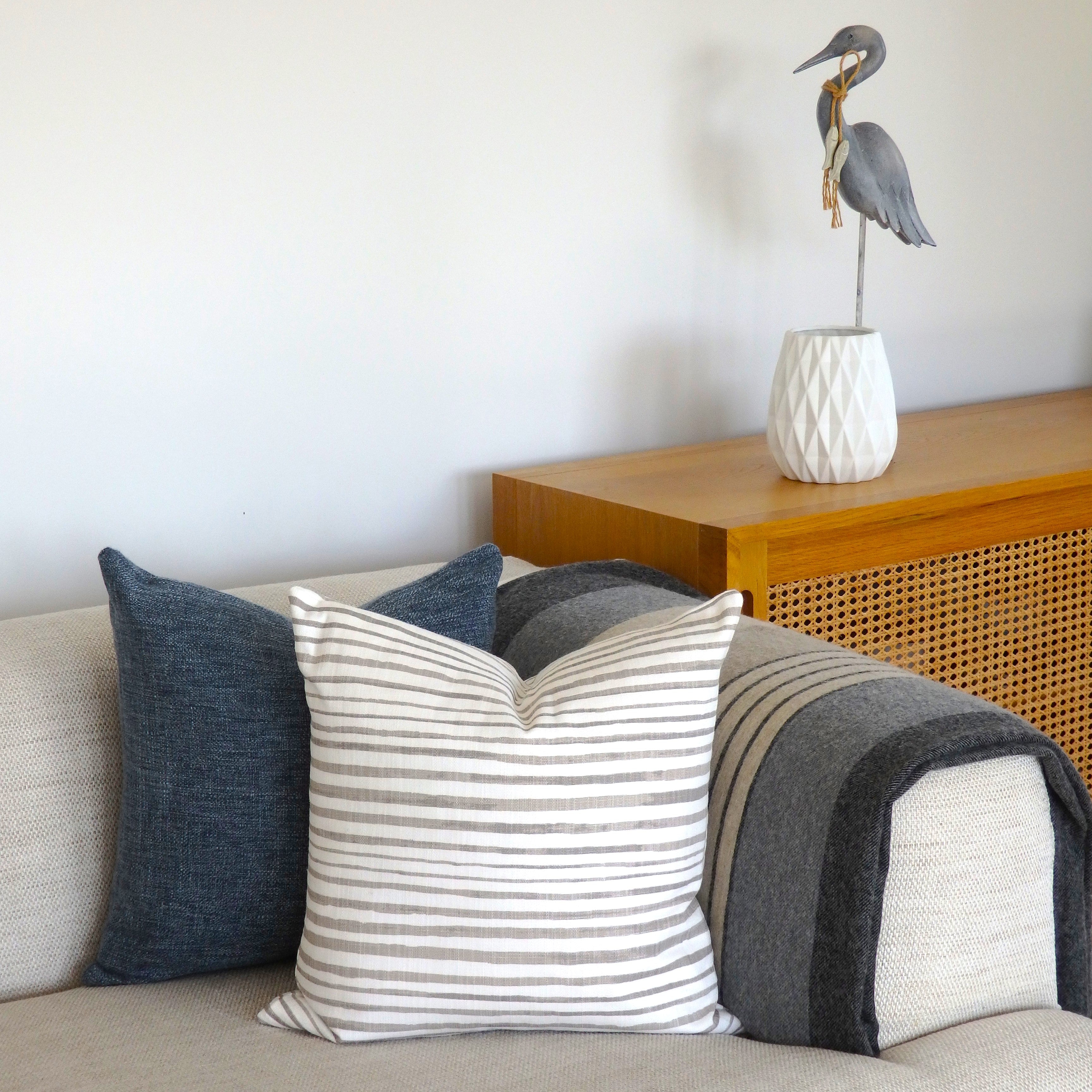 Beige Stripe with natural background cushion cover