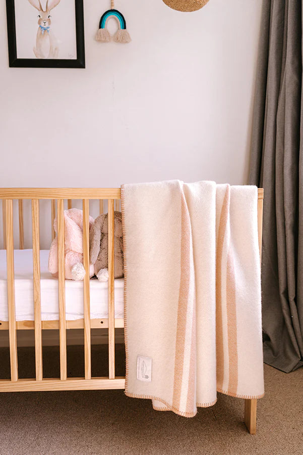 Baby - Cot Blanket - Beige Stripe