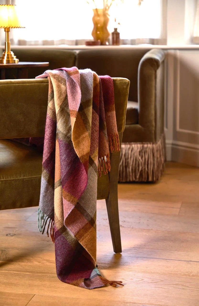Windowpane Damson 100% Merino Throw