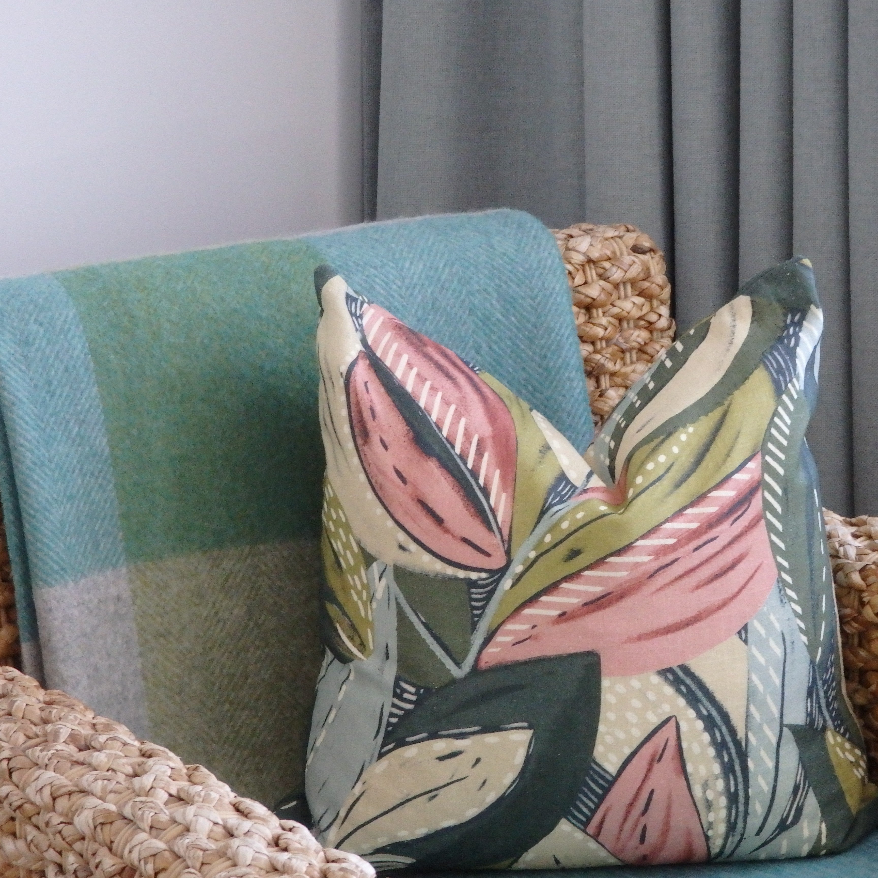Multi coloured Leaf Cushion Cover