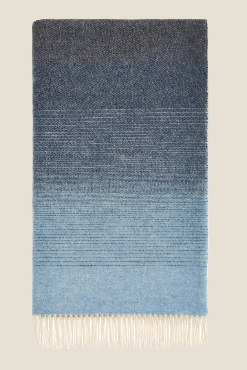 Blue and Camel Ombre 100% Merino Throw