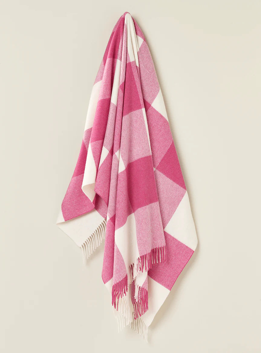 Checkboard Pink 100% Merino Throw