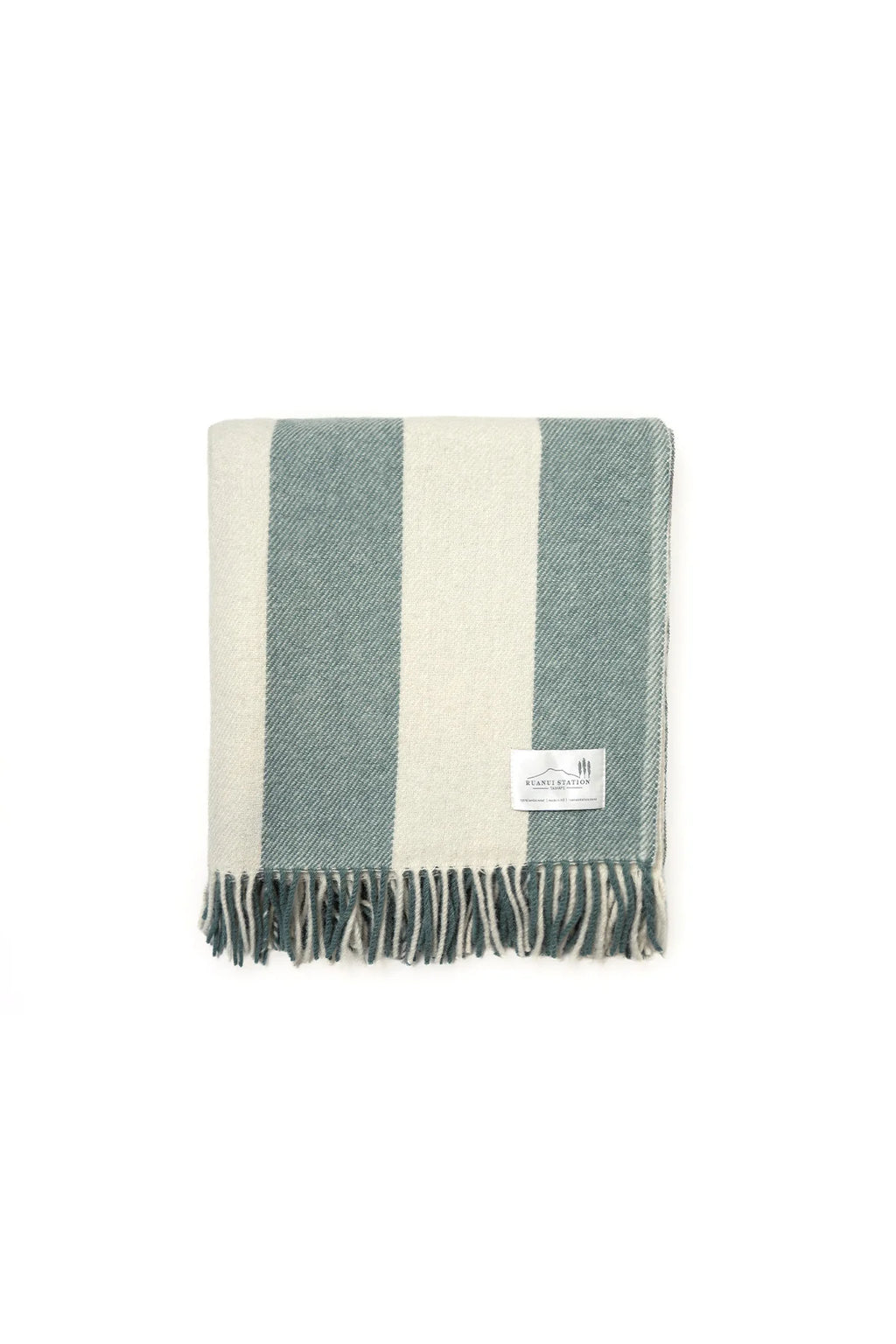 Samways Sage and Cream Stripe 100% NZ Wool Throw