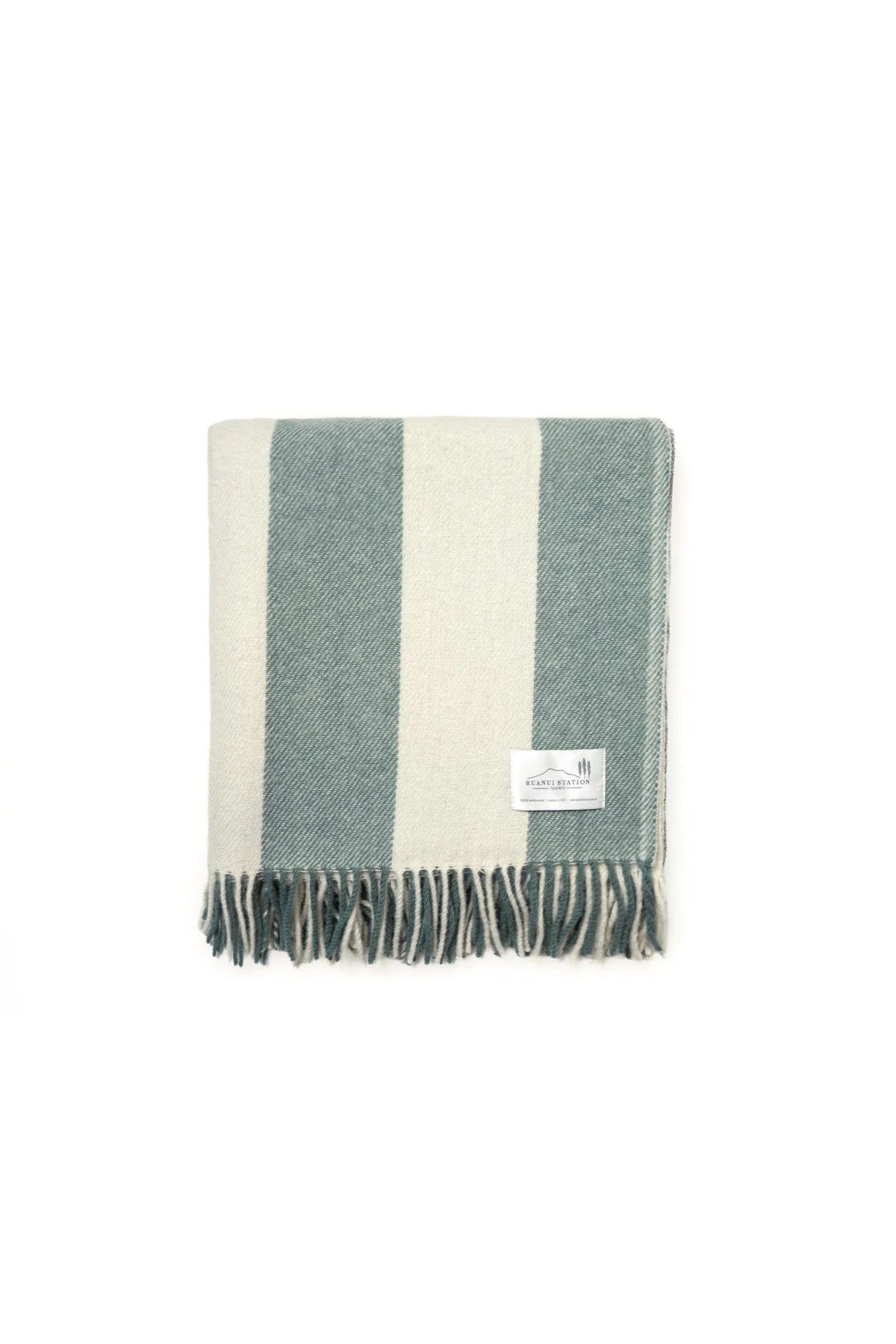 Samways Sage and Cream Stripe 100% NZ Wool Throw