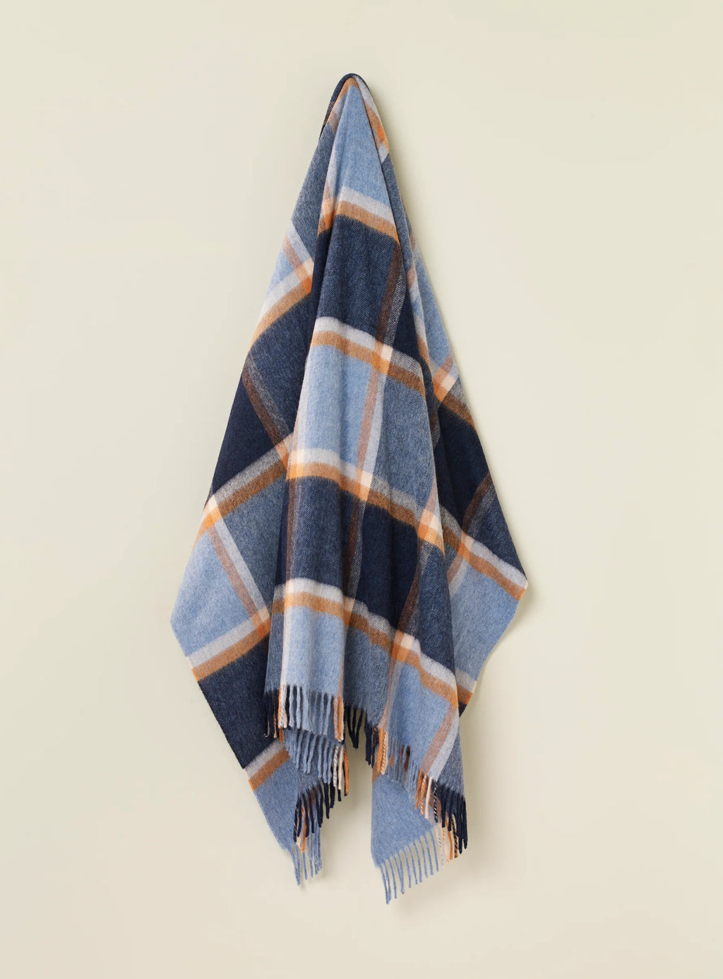 Windowpane Blue and Orange 100% Merino Throw
