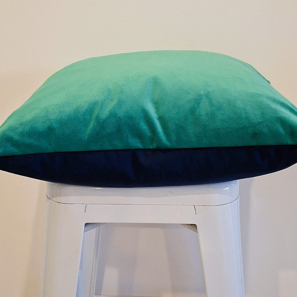 Two tone Teal and Navy Velvet Cushion Cover