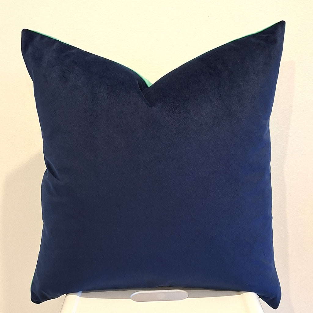 Two tone Teal and Navy Velvet Cushion Cover