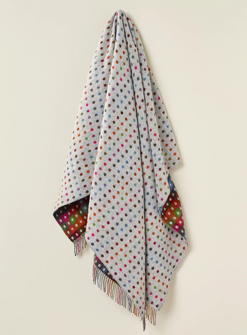 Multi Spot Grey 100% Merino Throw