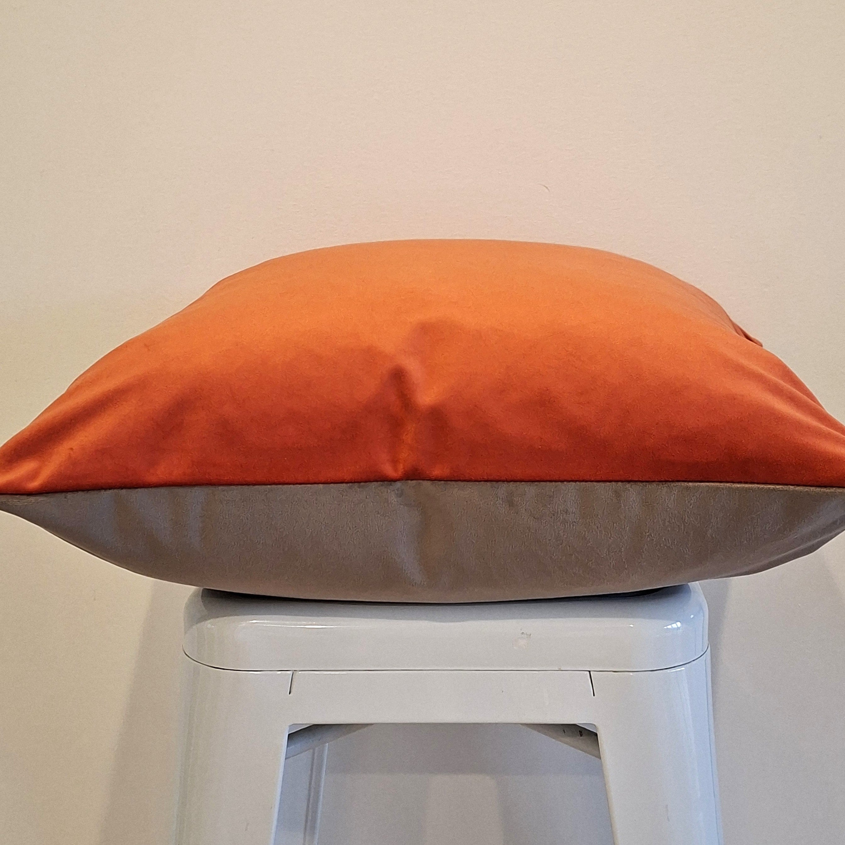 Two tone Paprika & Beige Velvet Cushion Cover