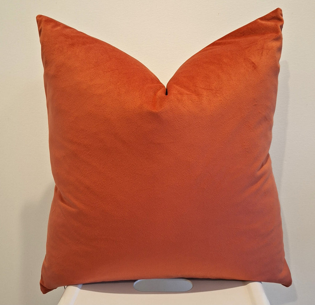 Two tone Paprika & Beige Velvet Cushion Cover